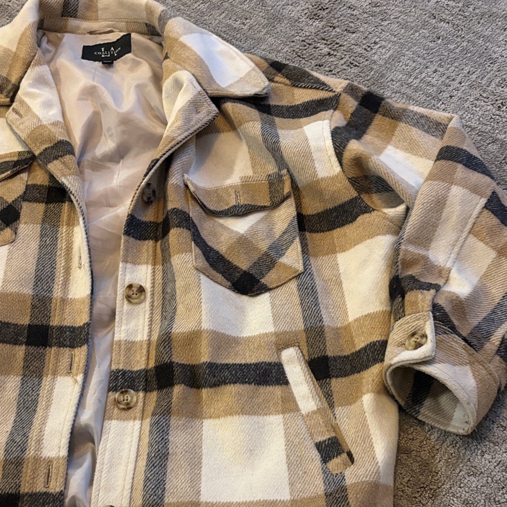 Plaid Button-Up Shacket - Picture 3 of 6